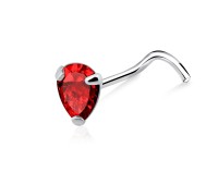 Oval Stone Shaped Silver Curved Nose Stud NSKB-161